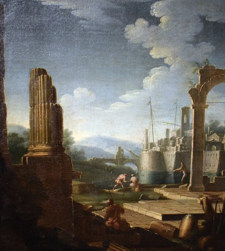 Architectural Capriccio - Gennaro Greco (1663-1714) - Paintings & Drawings Style Louis XIV